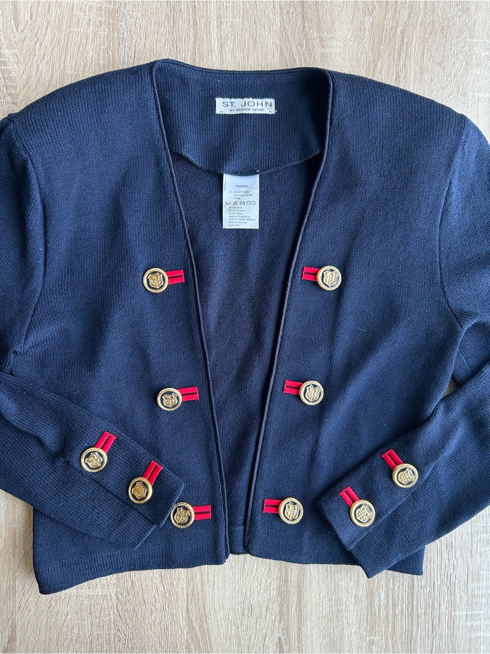 St. John Navy Knit Button-Front Wool Jacket Admiral Coastal Quiet Luxury 10 M